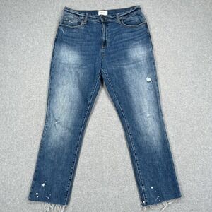 Oliver Logan Crosby Relaxed Taper Jeans Womens 28 (30x27) Raw Hem Stretch Denim